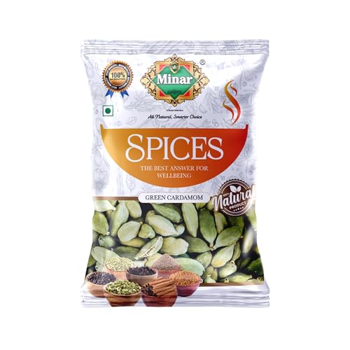Image of Minar Premium Green Cardamom Whole 100gm - Pure and Natural (7nm Bold) Green Elaichi for Cooking, Chai, Sweets and Desserts Rich in Fresh Aromatic Flavor and Fragrance Hari Elaichi Pods