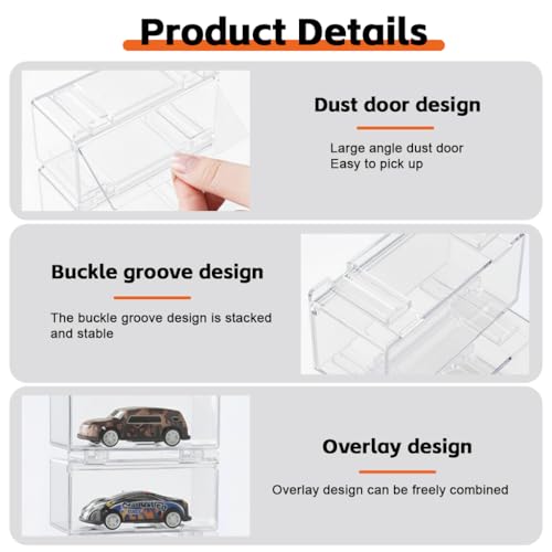 Image of HASTHIP 5Pcs Stackable Diecast Car Display Box, 1: 64 Individual Door