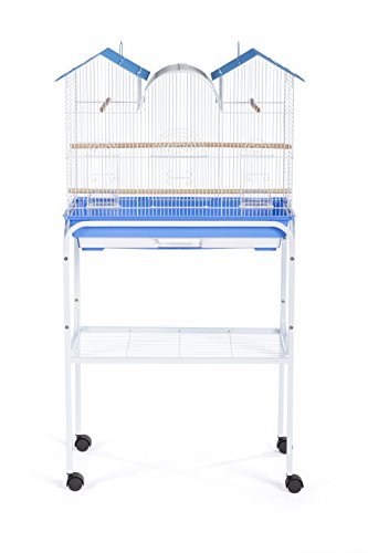 Image of Prevue Pet Products Bird Cage Stand with Shelf - Medium Metal Cage Stand with Rolling Wheels, Mid‑Height for Cage Accessories, Toys, and Storage - White