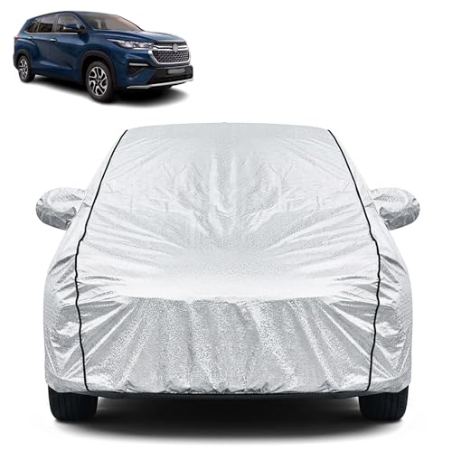 Image of Waterproof Car Cover for Maruti Suzuki Invicto | Dustproof, UV Resistant & Scratch Protection | Soft Cotton Lining | Triple Stitched | Mirror Pockets & Elastic Fit | Silver