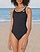 NIKE Swim Women's Solid Powerback One Piece Swimsuit Swimwear, Jet Black, Medium