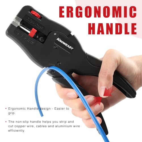 Image of Knoweasy Upgraded 2-in-1 Wire Stripper and Cutter for 32 to 7 AWG and 0.03 to 10mm Cables, Heavy Duty Automatic Stripping Plier and Cutting Tool for Professionals and DIY Electrical Projects