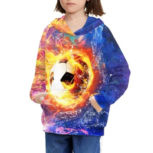 Image of WELLFLYHOM Boys Hooded Sweatshirts Hoodie Pullover Cool Graphic Crewneck Blouses Size 6-16