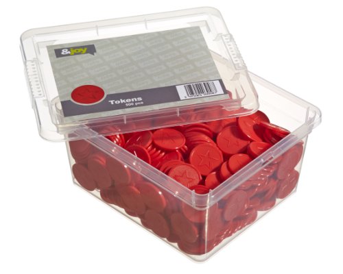 &Joy Jetons Plastiques Gravés Etoile Rouge - 500 pièces - 29 mm