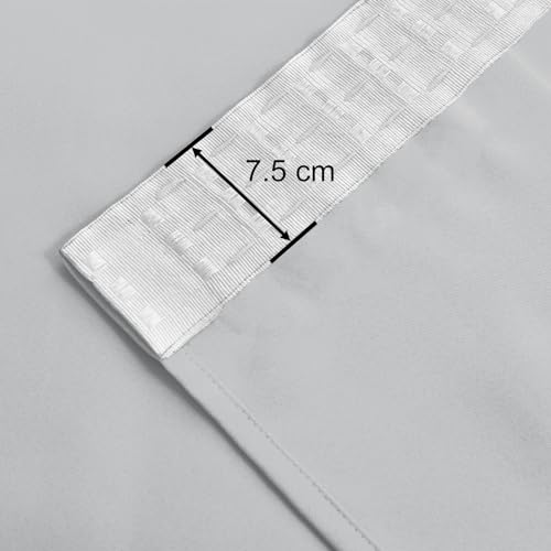 JIUZHEN Opaque Curtains with Ruffle Tape, Blackout Curtains, Living Room Curtains, Bedroom, Thermal Curtain, Silver Grey - Image 4