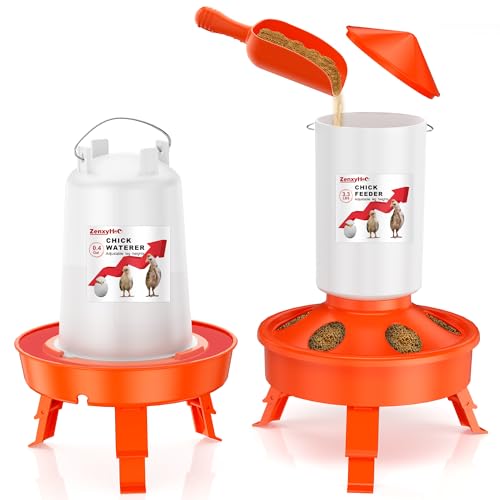 ZenxyHoC Ensemble de mangeoire et Abreuvoir pour Poussins, mangeoire de 1,5 L et Abreuvoir de 1,5 L...