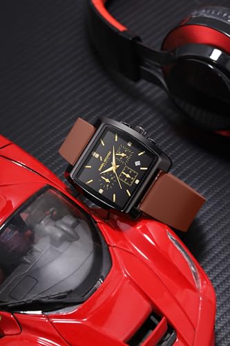 Image of Daniel Hechter Paris Alma Collection Watch for Men Premium Chronograph Watch Black Square Dial Silicone Strap, Multi-Function, Date Display Luxury