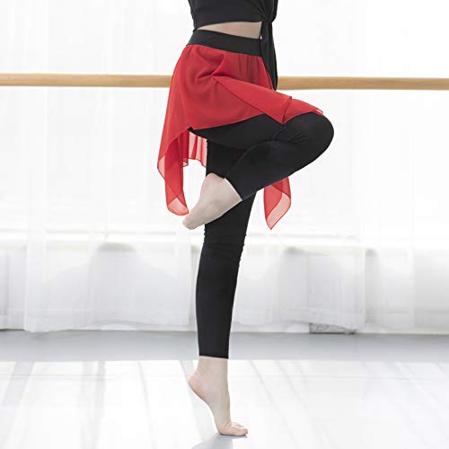 Phomnd Leggings femininos 2 em 1 saia macia modal de chiffon calças assimétricas Slim Dance Yoga Pil