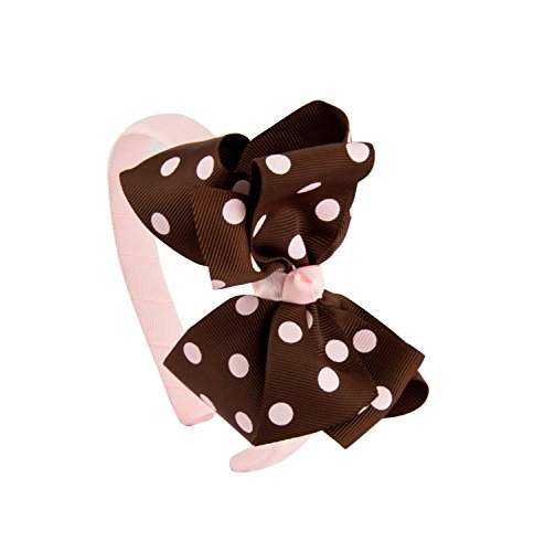 Image of Babies Bloom Designer Red Hair Bow, Baby Headband and Hair Accessory Set (Set of 5) (Brown Pink Polka Dots)
