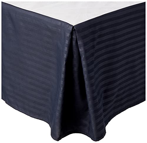 Image of Sweet Home Collection 8 Piece Bed in a Bag with Dobby Stripe Comforter, Sheet Skirt, and Sham Set, Twin, Navy, 8