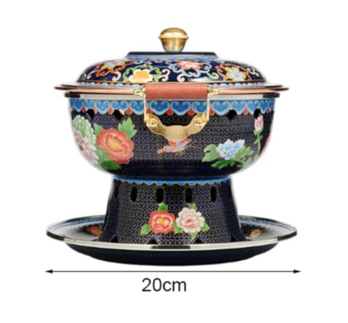 Olla china de cobre para una persona con diseño Cloisonné miniatura 7