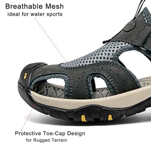 ailishabroy Men's Sport Sandals Closed-toe: Lightweight Quick-Dry Hiking Footwear2