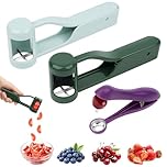 Muzhu Grape Cutter for Toddlers: 2Pieces Fruit Slicer with Stainless Steel Blades & Plastic Handle, Kitchen Gadget for Grapes, Tomatoes, Cherries– Cuts into 4 Pieces for Fruit Salad (Blue+Green)