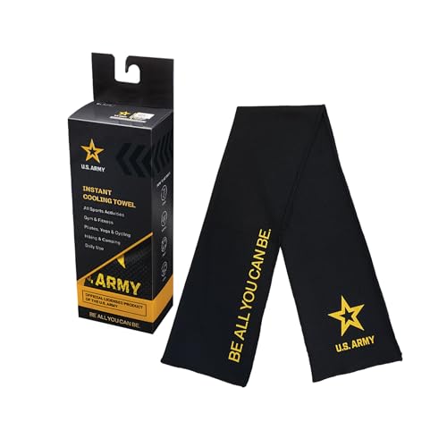 JM Warriors US Army Sports Cooling Towel, Black, for Pickleball, Gym, Fitness, Yoga, Workout, Golf, Hiking, Running, Training (Black)