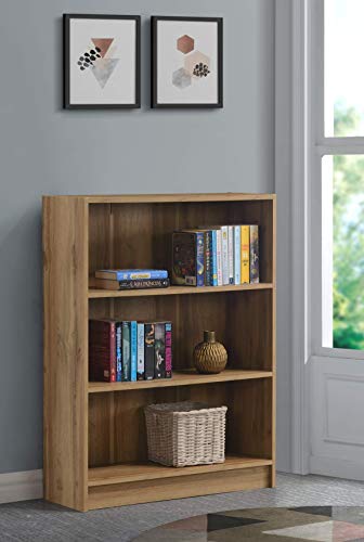 Image of DeckUp Plank Muvo 3-Shelf Engineered Wood Book Shelf and Display Unit (Wotan Oak, Matte Finish)