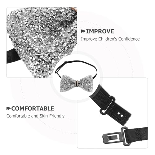 Didiseaon 2pcs Kids Bow Tie: Sparkly Rhinestones Pre-Tied Adjustable Crystal Bowtie for Boys and Girls for Weddings Parties Concerts and Holiday Costumes3
