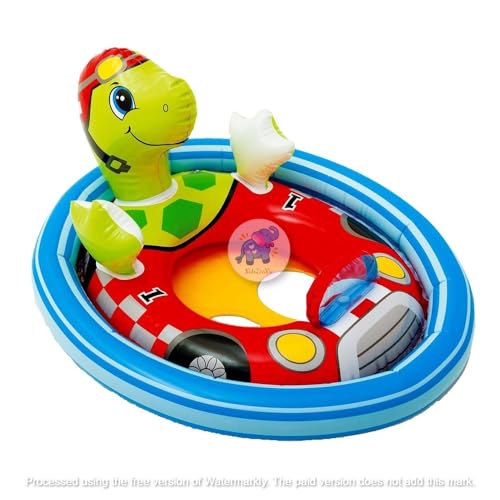 Image of Inflatable Kiddie Float | Water Baby Floater for Kids| Safe Anti-flip Diaper Style Swim Tube Rider| Swim Pool Tube for Toddlers|Multicolor Cute Swimming Pool Safety Seat (Turtle)