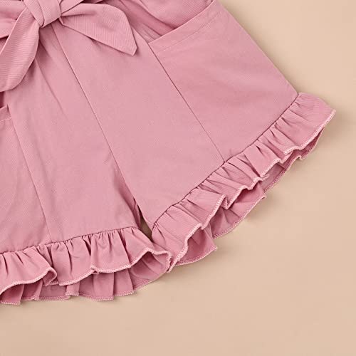 Kafiren 6-9 Months Baby Girl Clothes 9-12 Months Adjusatble Strap Sleeveless One-Piece Toddler Romper Ruffle Summer Pocket Jumpsuit Pink 6-12 Months #TOP7