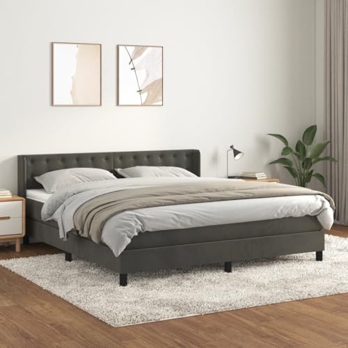 Vetnasa Cama Box Spring con colchón tercio Gris Oscuro 160x200 cm Mobiliario, Camas y Accesorios, Camas y somieres Gris 69,37 KG