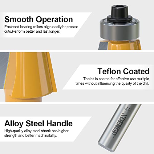Image of 11.25 Degree Chamfer Router Bit with 1 Inch Cutting Length,1 /2 Inch Shank Carbide Edge Forming Bevel Router Bit with Bearing, Chamfer Bit Miter Angle Milling Cutters Tool