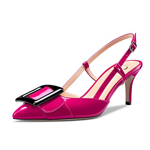 Castamere Women Stiletto Mid Heel Pointed Toe Slip-on Pumps Slingback Bow-Knot Dress Wedding Party Sandals 2.6 Inches Heels2