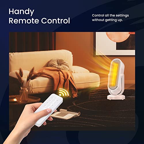 Hon&Guan Keramische ventilatorkachel, oververhittingsbeveiliging, met 3 warmtestanden, verwarmingstoren met afstandsbediening, energiebesparend stil, timer en vrije oscillatie, 2000 W - Afbeelding 8