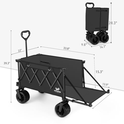 Whitsunday Collapsible Folding Wagon Heavy Duty Utility Beach Wagons with Opened Tailgate and All-Terrain Wheels for Camping,Garden,Sports Black by Whitsunday - Used condition - Image 3