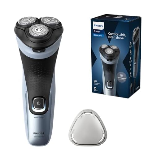 Philips Serie 3000 Afeitadora Eléctrica para Hombre, Maquina de Afeitar Barba con Barbero desplegable, Tecnologia SkinProtect, Uso en Seco y Humedo, Inalambrica, Recargable, X3053/00, Azul