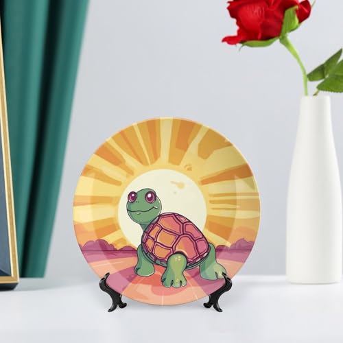 Plato decorativo Bone China Turtle in The Sun 7 pulgadas miniatura 6