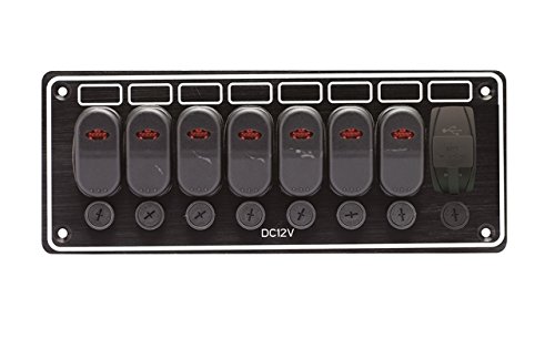 Pactrade Marine Boat Waterproof Aluminum LED Switch Panel W/USB Charger 3.5 X 9.5