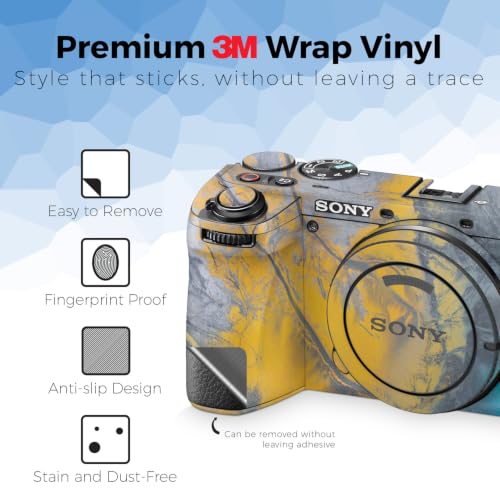 Image of Camera Skin Compatible with Sony A6700 Mirrorless Camera (2023) - Yellow Spill - Premium 3M Vinyl Protective Wrap Decal Cover - Easy to Apply | Crafted in the USA by MightySkins