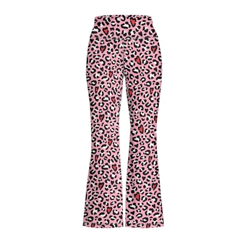 Girls Flared Yoga Pants High Waisted Athletic Leggings Leopard Print Sweatpants for Dance Running Casual