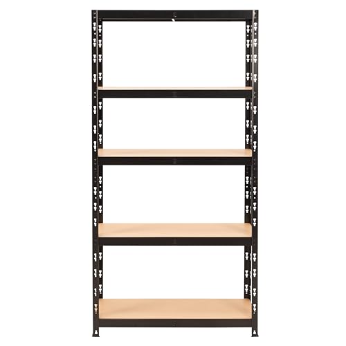 BiGDUG Garage Shelving Kit - 1780H x 900W x 400D mm - 150kg UDL Per Shelf (750kg Per Bay) - 5 Tier Shed Shelving - Single Bay - Matt Black - Image 4