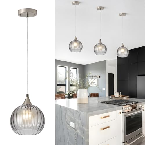 Brushed Nickel Pendant Lights Kitchen Island, Globe Pendant Light Fixtures