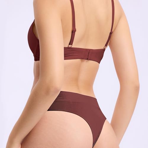 BAMBOO COOL Women's Thongs High Waisted Seamless Moisture-Wicking Breathable Underwear Stretchy Panties Tagless 6 Pack2