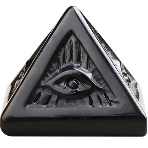 QLRSUXN Black Obsidian Healing Crystal Pyramid Natural Stone Pyramid for Meditation Reiki Energy Chakra Balancing Energy Enhancement - Great Gift for Home Decor Office Desk and Spiritual Practices