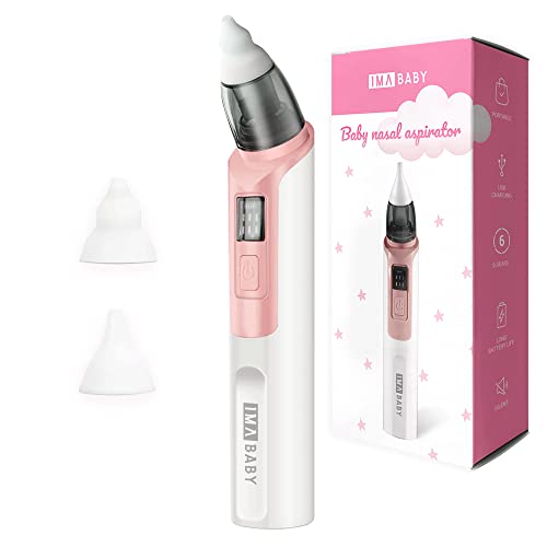 Image of IMA BABY Nasal Aspirator for Baby Rechargeable -Nose Snot Booger Mucus Electric Sucker-Baby Nose Sucker Remover with 6 Suction Levels 2 Nozzles-Portable Silent Baby Nasal Aspirator - Pink