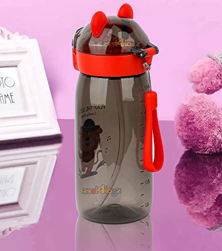 Image of Zest 4 Toyz Water Bottle for Kids Cute Cartoon Sipper Bottle for Kids Water Bottle Anti-Leak BPA Free (550 ML) Teddy Shape (Animal Themed)- Black