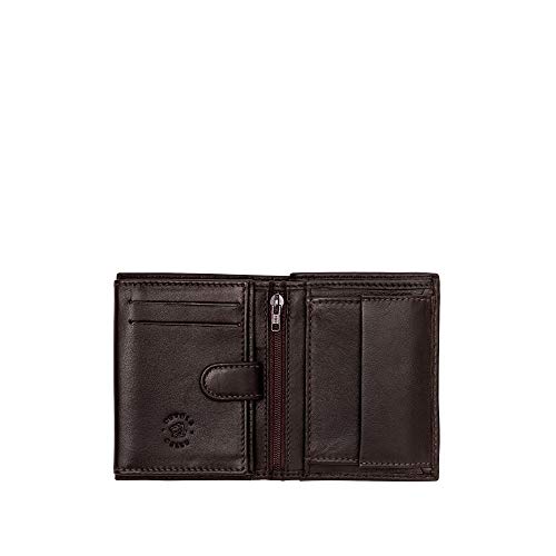 Nuvola Pelle Petit Portefeuille pour Homme avec Porte-Monnaie en Cuir au Format Vertical avec Zip intérieur Brun foncé Cover