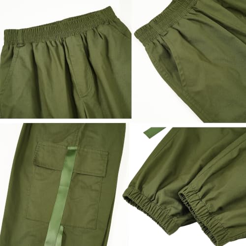 Image of Rolanko Girls Cargo Pants for Kids Loose Streetwear Hip Hop Dance Cotton Cargo Jogger Pants for Kids 4-15 Years