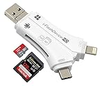 Micro SD Kartenleser, 4 in 1 Externe Kartenlesegerät USB Stick Micro SD & TF Card Reader Adapter (Weiß)
