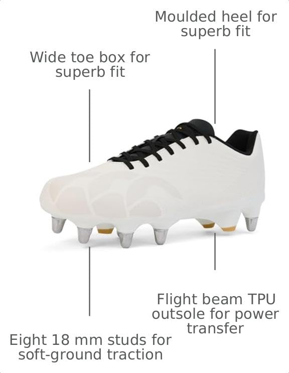 Image of Canterbury Adults Unisex Stamped Ground Break Team Soft Ground Rugby Boots White