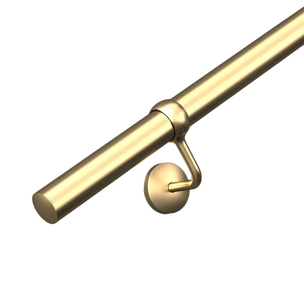 Kit corrimano per scale in ottone, sistema di binari per ringhiere da interni in metallo con staffe e fissaggi, facile da installare, 3,6 m