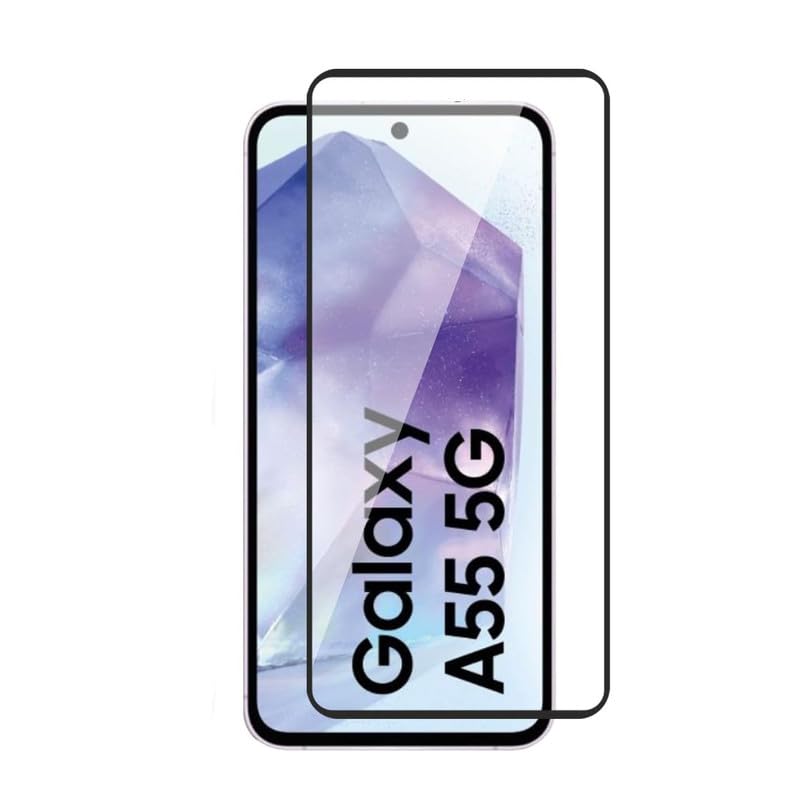 Image of Tempered Glass Screen Protector Compatible For Samsung Galaxy A55 5G / A35 5G Smartphone Full Screen Coverage (Except Edge To Edge) And Free Complete Easy Installation Kit