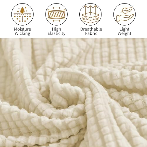 Image of Moisture Wicking Bed Headboard Cover For King Size, Snug Fit Head Board Covers For Beds, Breathable And Washable Double Bed Back Cover, Universal Fit Headboard Slipcover For King Size Beds (Beige)