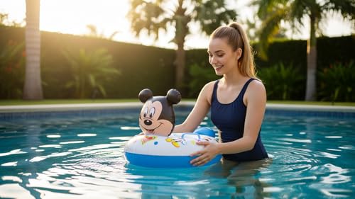 Image of Kids Inflatable Cartoon Swim Ring with Seat - Pink Baby Pool Float (Mickey-Swiming-Ring)