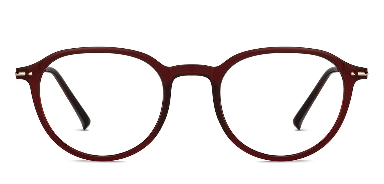 lenskart blu | bluecut computer eyeglasses | maroon full rim round | for men & women | medium | lb e14788