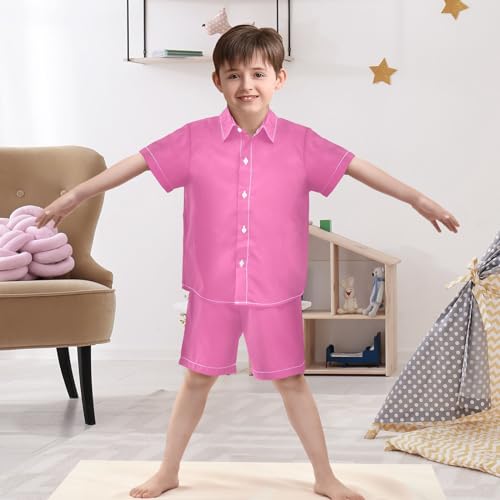 Image of 3T Toddler Boy Shorts Set Teal Hawaiian Button Down Shirts Summer Outfits for Little Boy