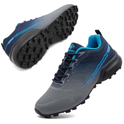 Image of Men's Trail Running Shoes Lightweight Breathable Walking Hiking Sneakers Outdoor Athletic Tennis Cross Training Shoes