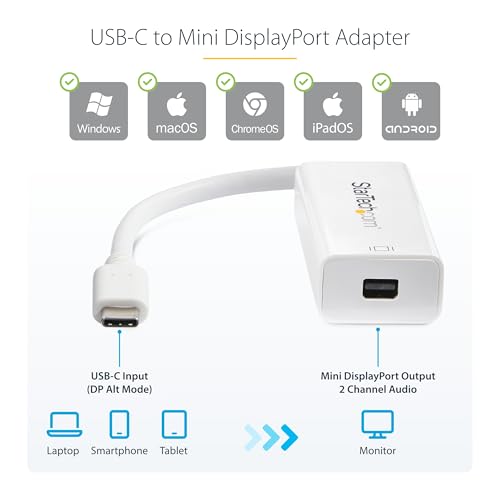 Image of USB C to Mini DisplayPort Adapter - 4K 60Hz - USB C Adapter - USB-C to Mini DisplayPort - USB C Dongle - USB C to MDP Adapter